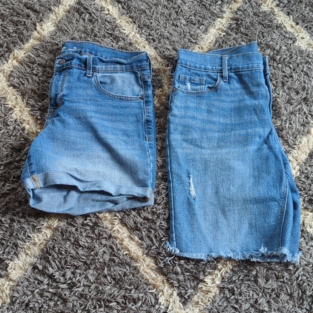 Old Navy Size 10 Denim Jean Bundle Two Pairs Mid And Long Length